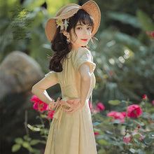 Load image into Gallery viewer, Summer Women&#39;s French Retro Yellow Sweet First Love Dress Waist Was Thin And Temperament Skirt Fairy Super Fairy Forest Dress