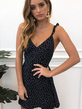 Load image into Gallery viewer, Summer Women&#39;s New Drawstring Skirt Bohemian Print Sexy Casual Fashion Holiday Skirt Sexy V-neck Open Back Knee Length Dress