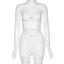 Load image into Gallery viewer, Summer Women&#39;s Rose Pajama Sets.Cute Ladies Girls 2 Pieces Set Spaghetti Strap Crop Top+High-waisted Shorts.Skinny Loungewear