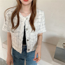 Load image into Gallery viewer, Summer clothes Thin Tweed Jackets Women 2020 Summer Short Sleeve Crop top Jacket Streetwear Fashion Single Breasted outfits