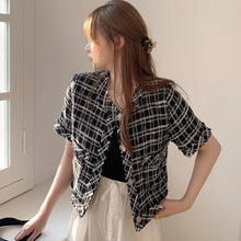 Load image into Gallery viewer, Summer clothes Thin Tweed Jackets Women 2020 Summer Short Sleeve Crop top Jacket Streetwear Fashion Single Breasted outfits