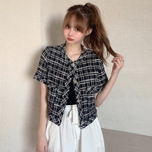 Load image into Gallery viewer, Summer clothes Thin Tweed Jackets Women 2020 Summer Short Sleeve Crop top Jacket Streetwear Fashion Single Breasted outfits