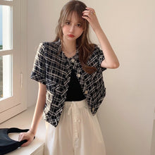 Load image into Gallery viewer, Summer clothes Thin Tweed Jackets Women 2020 Summer Short Sleeve Crop top Jacket Streetwear Fashion Single Breasted outfits