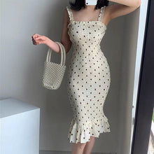 Load image into Gallery viewer, Summer pastoral storm point strap dress strapless sleeveless slim waist waist fishtail dress Midi dress chiffon