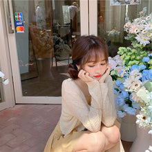Load image into Gallery viewer, Summer thin V-neck knitted cardigan women&#39;s short air-conditioned shirt shawl with skirt ice silk sunscreen coat  sweaters
