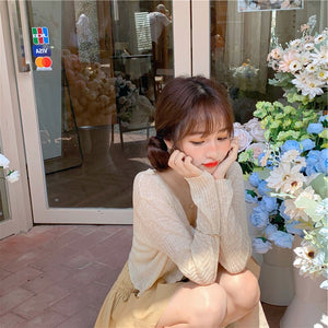 Summer thin V-neck knitted cardigan women's short air-conditioned shirt shawl with skirt ice silk sunscreen coat  sweaters