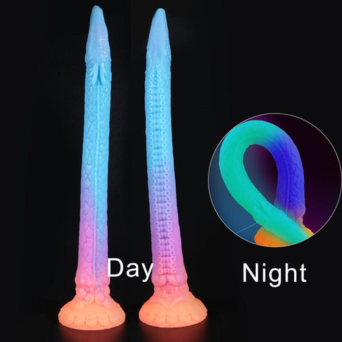 Super Long Tentacle Dildo Soft Silicone Luminous Butt Plug Dragon Dildo with Suction Cup Prostate Massage Sex Toys for Women Men