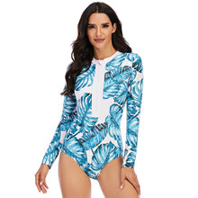 Load image into Gallery viewer, Surfing Swimsuits Zipper One Piece Swimsuit Female Long Sleeve Swimwear Women Printed Bathing Suits Beach Wear Swimming Suit XXL
