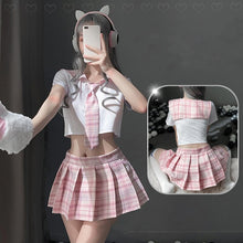 Load image into Gallery viewer, Sweet Cosplay JK Uniform Sexy Anime Lingerie Set Pijamas Women Erotic Short Tops Mini Skirt with Tie Japanese School Costumes