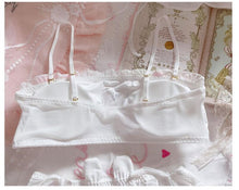 Load image into Gallery viewer, Sweet Cute Lolita Sexy Transparent Bra and Panty Sets Underwear Women Rabbit Lingerie Ruffles Intimates Mesh Tube Top Bras White