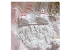 Load image into Gallery viewer, Sweet Cute Lolita Sexy Transparent Bra and Panty Sets Underwear Women Rabbit Lingerie Ruffles Intimates Mesh Tube Top Bras White