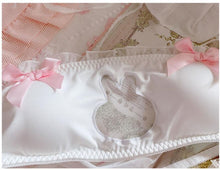 Load image into Gallery viewer, Sweet Cute Lolita Sexy Transparent Bra and Panty Sets Underwear Women Rabbit Lingerie Ruffles Intimates Mesh Tube Top Bras White