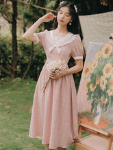 Load image into Gallery viewer, Sweet Doll Collar Dress Women French Retro Short Sleeve Vestido Ladies Ruffle Bow Sweet Japanese Kawaii Dresses Summer 2021 New