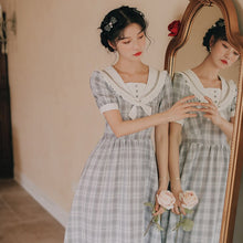 Load image into Gallery viewer, Sweet Doll Collar Dress Women French Retro Short Sleeve Vestido Ladies Ruffle Bow Sweet Japanese Kawaii Dresses Summer 2021 New