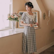 Load image into Gallery viewer, Sweet Doll Collar Dress Women French Retro Short Sleeve Vestido Ladies Ruffle Bow Sweet Japanese Kawaii Dresses Summer 2021 New