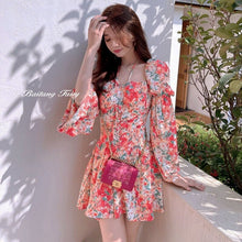 Load image into Gallery viewer, Sweet Floral Dress Women Elegant Chic Sexy Designer Party Mini Dress Female Casual Outdoor Beach Print Kawaii Dress Summer 2021