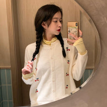 Load image into Gallery viewer, Sweet Floral Embroidered Knitted Cardigans Women O Neck Loose Casual Autumn Winter Sweater Coat Korean Style Chic Pull Femme