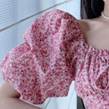 Load image into Gallery viewer, Sweet Flowers Print Mini Dress Summer Chic Women Square Collar Bandage Pleated Casual Ladies Short Sleeve Robe Vestido De Mujer