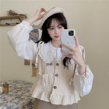 Load image into Gallery viewer, Sweet Fresh Peter Pan Collar Tops Long Sleeve Elegant Cute Lace Shirts Women Single Breasted Flower Blouses Spring Mori Girl