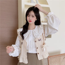 Load image into Gallery viewer, Sweet Fresh Peter Pan Collar Tops Long Sleeve Elegant Cute Lace Shirts Women Single Breasted Flower Blouses Spring Mori Girl