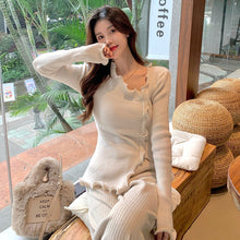 Load image into Gallery viewer, Sweet Fungus Edge Ruched Pullover Women 2022 Crew Neck Chic Designed Slim Tops Diamond Bow Fashion Irregular Jumper Spring