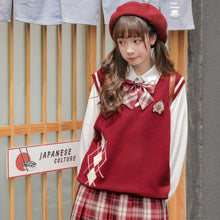 Load image into Gallery viewer, Sweet Japanese Fresh Spring Knitted Vests Women 2022 V-neck Sleeveless Cute Red Waistcoats Soft All Match Kawaii Tank Tops