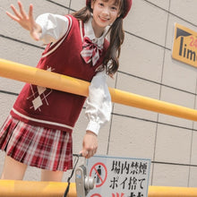 Load image into Gallery viewer, Sweet Japanese Fresh Spring Knitted Vests Women 2022 V-neck Sleeveless Cute Red Waistcoats Soft All Match Kawaii Tank Tops