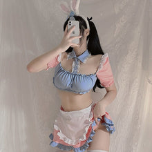Load image into Gallery viewer, Sweet Kawaii Maid Cosplay Costume Temptation Cos Sexy Pajamas Lolita Women Lace Ruffles Bunny Girl with Apron Lovely Lingerie