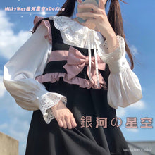 Load image into Gallery viewer, Sweet Lolita Dress Japanese Woman All Match Spaghetti Strap Bow Dresses Spring Uniform Fungus Black Kawaii Vestidos Mori Girl