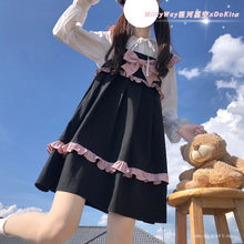 Load image into Gallery viewer, Sweet Lolita Dress Japanese Woman All Match Spaghetti Strap Bow Dresses Spring Uniform Fungus Black Kawaii Vestidos Mori Girl