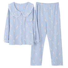 Load image into Gallery viewer, Sweet Maternity Nursing Nightwear 100% Cotton Breastfeeding Sleepwear For Pregnant Women Autumn Pregnancy Pajamas Night Wear Set