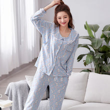 Load image into Gallery viewer, Sweet Maternity Nursing Nightwear 100% Cotton Breastfeeding Sleepwear For Pregnant Women Autumn Pregnancy Pajamas Night Wear Set