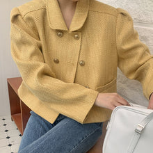 Load image into Gallery viewer, Sweet Peter Pan Collar Long Sleeve Coats Women Korean Chic Double Breasted Jacket Women Elegant Casual All Match Loose Tops