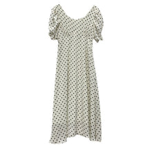 Load image into Gallery viewer, Sweet Polka Dot Short-sleeve Women Dress Square Neck Elegant Slim Waist Chiffon Femme Robe Simple A Line Party Runway Vestidos