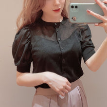 Load image into Gallery viewer, Sweet Puff Sleeve Japan Style Knitted Cardigan O-neck Single Breasted Slim Women Tops 2022 Chic Elegant Ol Cardgians with Camis
