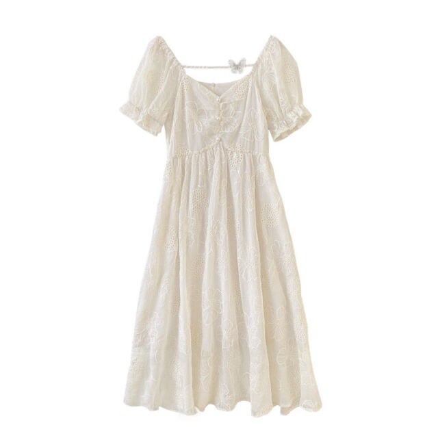 Sweet Sen V-neck Dress Female 2021 Summer New French First Love Bellflower Skirt Super Fairy Dress