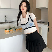 Load image into Gallery viewer, Sweet Soft Girl Lolita Outfit Japanese Korean Sexy Three-Piece Set Vacation Suits Woman Knitted Tops Y2k High Waist Mini Skirts
