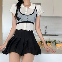 Load image into Gallery viewer, Sweet Soft Girl Lolita Outfit Japanese Korean Sexy Three-Piece Set Vacation Suits Woman Knitted Tops Y2k High Waist Mini Skirts
