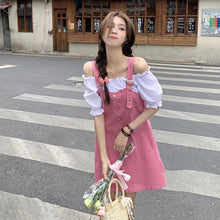 Load image into Gallery viewer, Sweet Summer Dress 2021 Pink Fake Two Pieces Casual Vintage Dress  A-line Dress