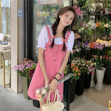 Load image into Gallery viewer, Sweet Summer Dress 2021 Pink Fake Two Pieces Casual Vintage Dress  A-line Dress