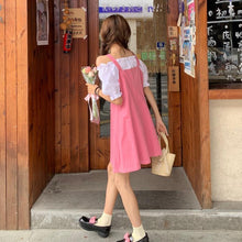 Load image into Gallery viewer, Sweet Summer Dress 2021 Pink Fake Two Pieces Casual Vintage Dress  A-line Dress