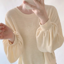 Load image into Gallery viewer, Sweet YellowT-shirts Cute Letter Spring New Embroidery Soft Tops O-neck Lantern Long Sleeve Tees Loose 2022 Mori Girls