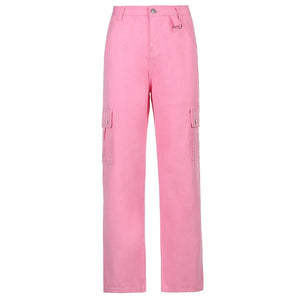 Sweetown Gradient E Girl Baggy Mom Jeans Women Vintage Print Wide Leg Denim Trousers 90s Aesthetic Korean Low Waist Cargo Pants