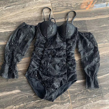 Load image into Gallery viewer, Swim Suit For Women Floral Swimwear 2022 New Bathing Suit High Waisted Bikini Lady Swim Jumpsuit For Female Detachable Sleeves