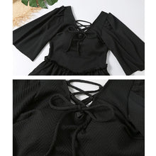 Load image into Gallery viewer, Swim Suit for Women One Piece Black Swimwear Short Sleeve Plus Size L-4XL Conservative Swimsuit Female Swim Dress Bathing Suit
