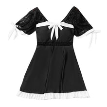 Load image into Gallery viewer, Swimdress Women One Piece Swimsuit Plus Size 2021 New Summer Short Sleeve Bow Black Swimwear Beach Skirt Bathing Suit 3XL-9XL