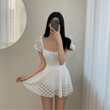 Load image into Gallery viewer, Swimdress Women Push Up Bathsuit Padded Puff Sleeves Swimwear One Piece Swimsuit Beach Wear Swim Monokini Korea Bathing Suit