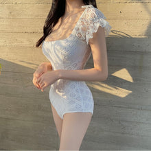 Load image into Gallery viewer, Swimdress Women Push Up Bathsuit Padded Puff Sleeves Swimwear One Piece Swimsuit Beach Wear Swim Monokini Korea Bathing Suit