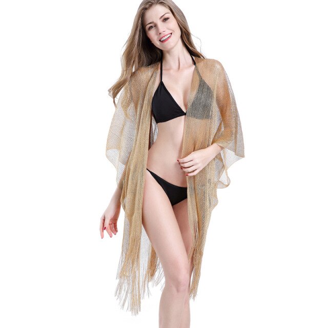 Swimsuit Cover Ups for Women Tassel Cardigans Crochet Beach Dress Open Front Kimono Kaftan