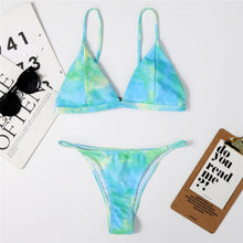 Load image into Gallery viewer, Swimsuit Separate Bikini Sexy 2021 Summer Women Swimsuit Beachwear V Neck High Waist Blue Print